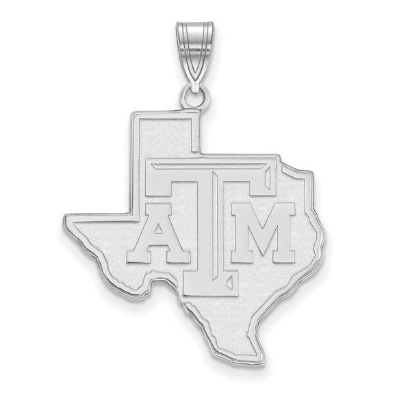 10k White Gold Texas A&M U. XL Pendant - Picture 1 of 3
